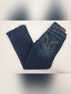 Hollister Straight Leg Dark Blue Jeans with Contrast Stitching